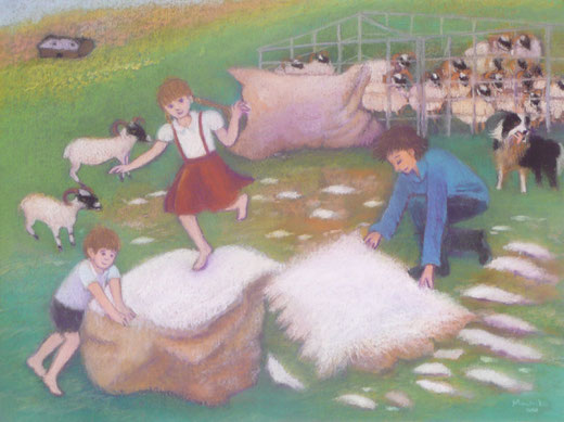 Shearing day 42.5cmx52.5cm