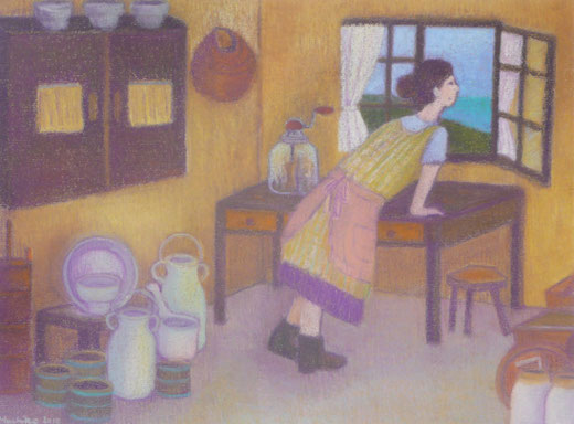 Mommy in the dairy produce room 42.5cmx52.5cm