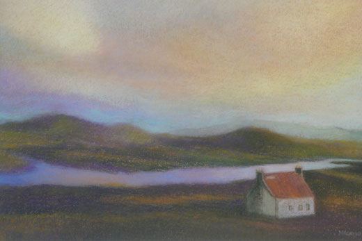 A  house in the sunset (Isle of Harris) 42.5cmx52.5cm(sold)