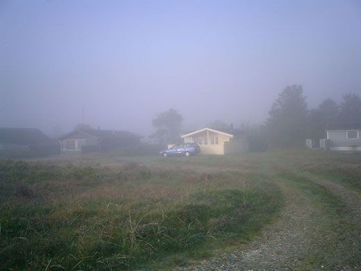 Unser Haus im Morgennebel