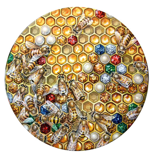蜂"The Bee"2011,18.0×18.0cm,Acrylic colors on canvas.
