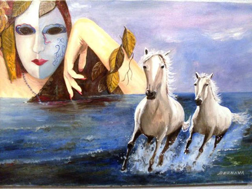 Bernava Angelo – Sogno di libertà - olio tela - 60 x 40