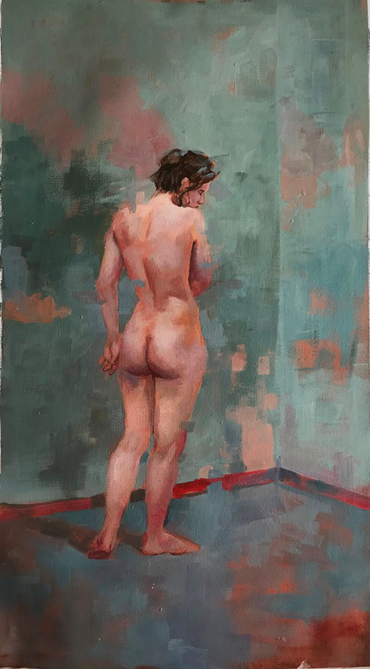 Woynar Alice - Nude - olio su tela - 36 x 66