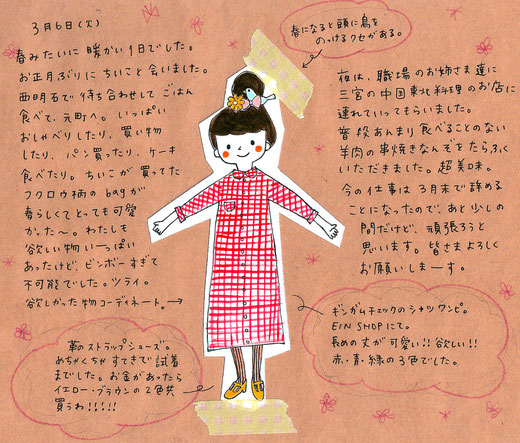 ギンガムチェックのワンピース イラストレーターmanna