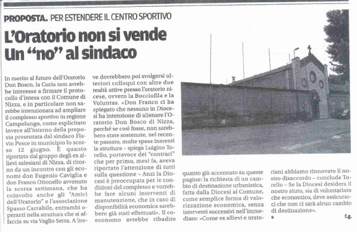 Articolo La Nuova Provincia del 12-07-2013