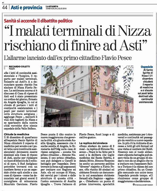 Articolo La Stampa 24 luglio 2016