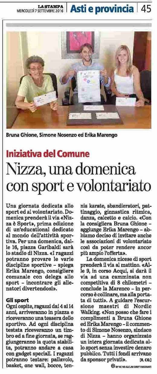 Articolo La Stampa del 7/09/2016