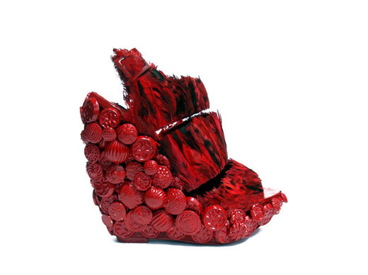 shoes from: Zack Lo- Virago Red Flame Platform Sandal