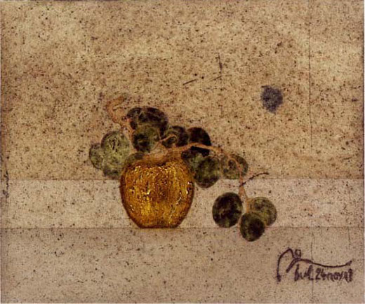 "Natura morta" 2001 olio su faesite 25x30. Collezione Rosai.