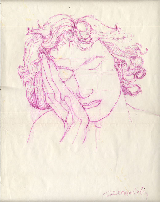 AUTORITRATTO. Bulciano 2003. Disegno a penna su carta, 50x37,5. Collezione John Backus, Washington.