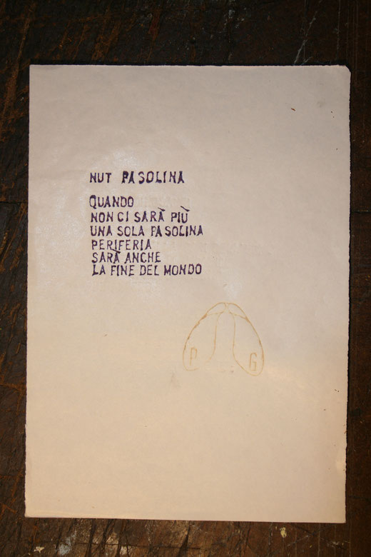 Firenze, IUSTITIA. Libreia Giorni, 12 gennaio 2019. NUT PASOLINA (Pier Paolo Pasolini). Inchiostro su carta, 25x17,5
