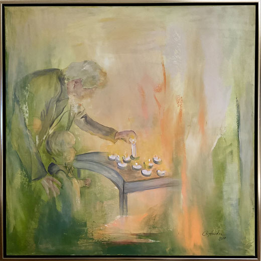 Hoffnungsschimmer  100x100 cm  2018 Acryl auf Leinwand