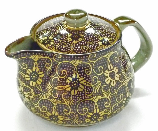 九谷焼 急須 ポット 茶器 大 手打ちピンク粒 裏絵