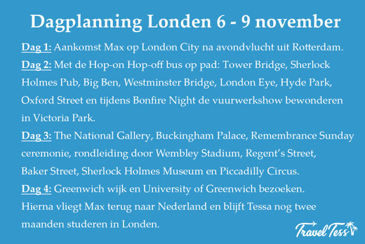 Dagplanning stedentrip Londen