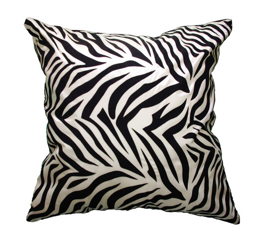 タイシルク クッションカバー 　ゼブラ デザイン　ホワイト 【Zebra Design , White】 45×45cm 対応の商品画像01