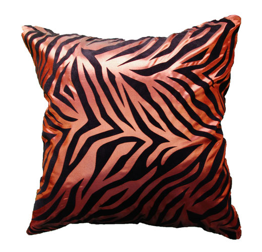 タイシルク クッションカバー 　ゼブラ デザイン　ブラウン 【Zebra Design , Brown】 45×45cm 対応の商品画像01