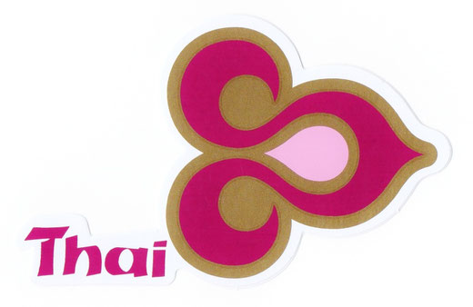 タイ航空　ステッカー（THAILAND AIR WAYS Sticker Magenta & Gold） right side type　S サイズ　(マゼンタ ＆ゴールド)　 1枚　【Thailand Sticker】の商品画像01