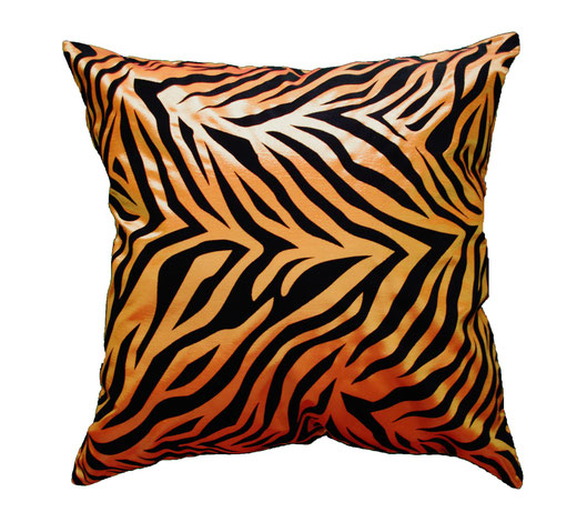 タイシルク クッションカバー 　ゼブラ デザイン　オレンジ 【Zebra Design , Orange】 45×45cm 対応の商品画像01