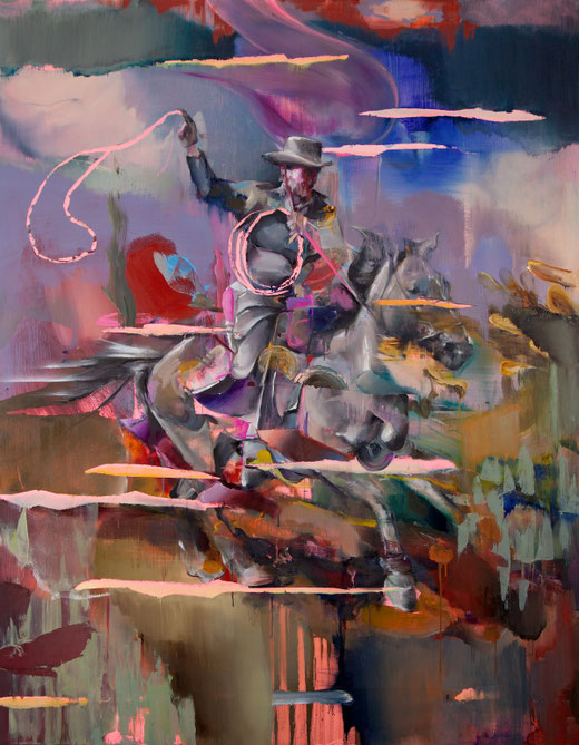 LASSO THROWER, 180x140 cm, oil on linen, 2018