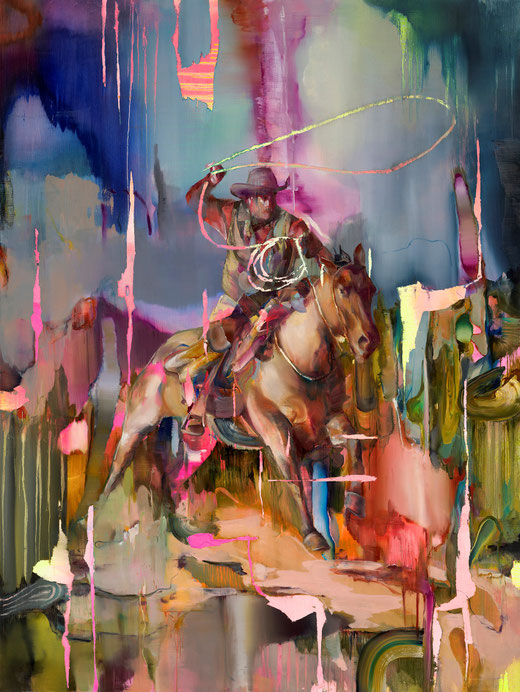Lassoman, 240 x 180 cm, oil on linnen, 2019