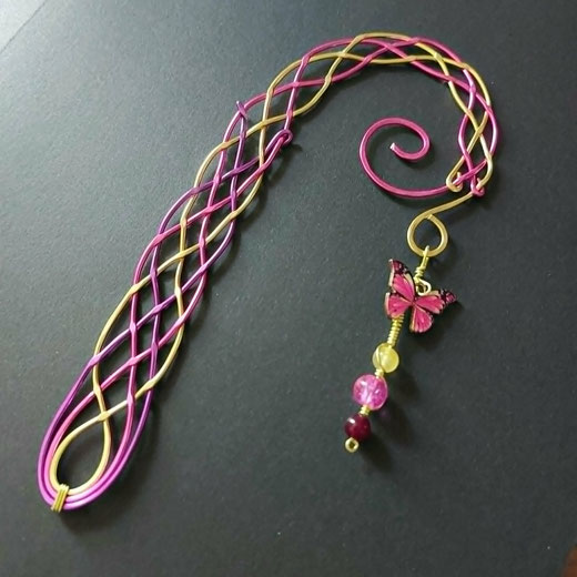 Signet, marque-page papillon fuchsia fuchsia violet turquoise fait main l' Arche de Jessica
