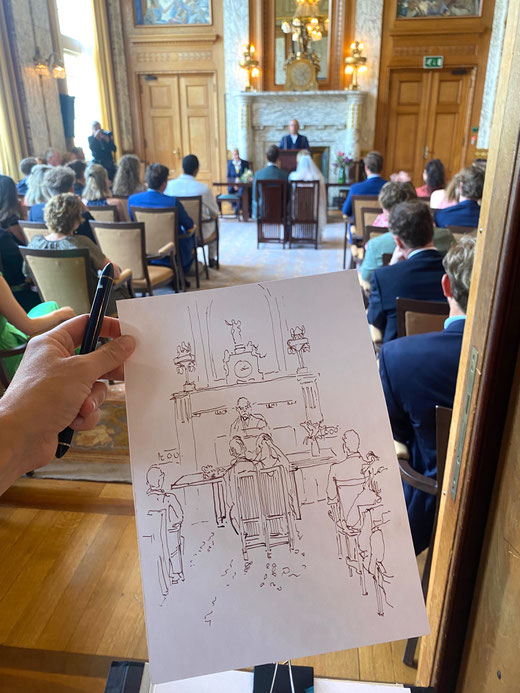 Live tekenen van de ceremonie