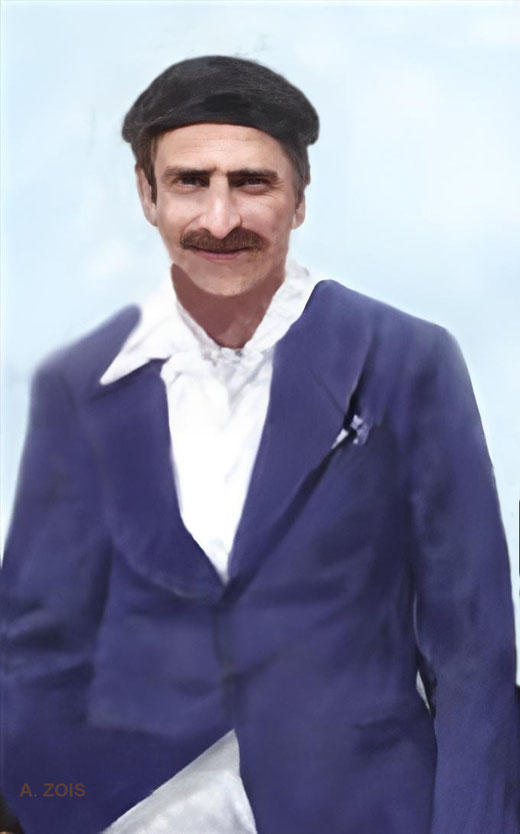 1A933 : Meher Baba on board a ship between India & Europe. Image rendition by Anthony Zois.