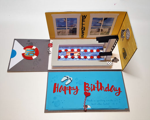 #stempelliese.com #stampinup #Explosionsbox #Schwimmbad #Geldgeschenk #Gutscheinbox