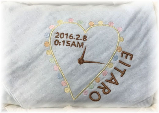 名前入り ガーゼ「Time タオル」 出産祝い