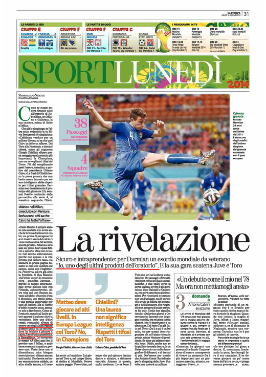 Articolo La Stampa 16-06-2014