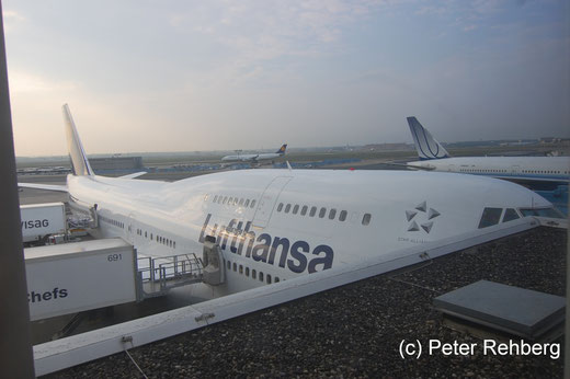 Frankfurt: Unsere Boing 747-400 hat den Namen Hamburg