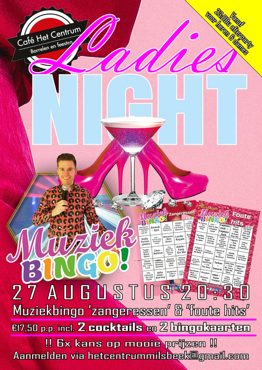 Ladies Night muziekbingo vrouwen milsbeek café het centrum zangeressen foute hits 27 augustus 2022