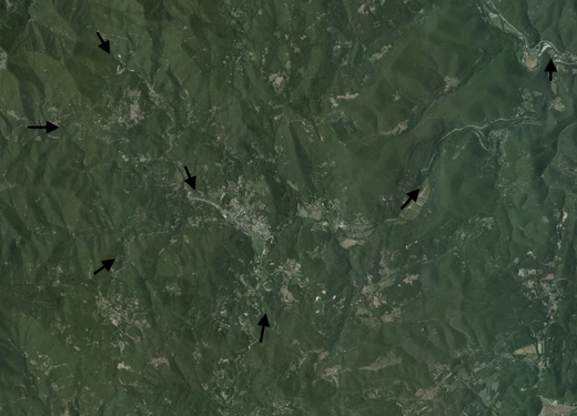 La Salindrenque et ses principaux affluents (ph. MNHN) : Lasalle est au centre de l'image