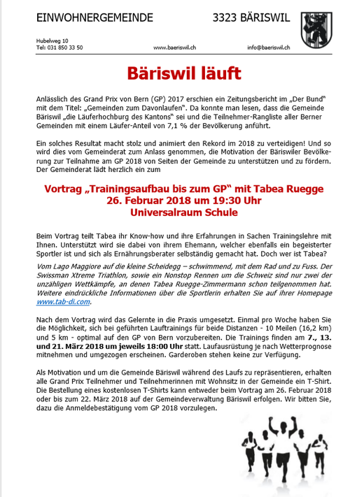 Tabea und Martin Ruegge im Einsatz für Bäriswil läuft