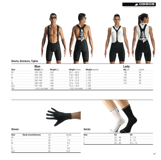 Assos Sizing Chart Inches