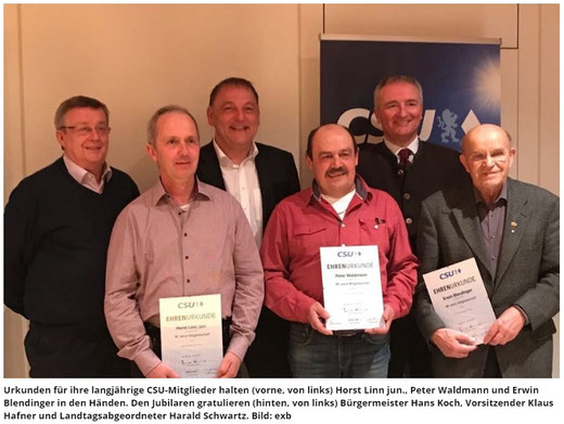 CSU Ortsverband Königstein Hirschbach Klaus Hafner Hans Koch Blendinger Erwin Waldmann Peter Harald Schwartz Linn Horst jun. 