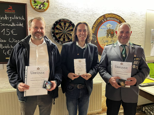 Ehrungen Kreisschützentag A. Schnabel, J. Mast, M.Ellinger