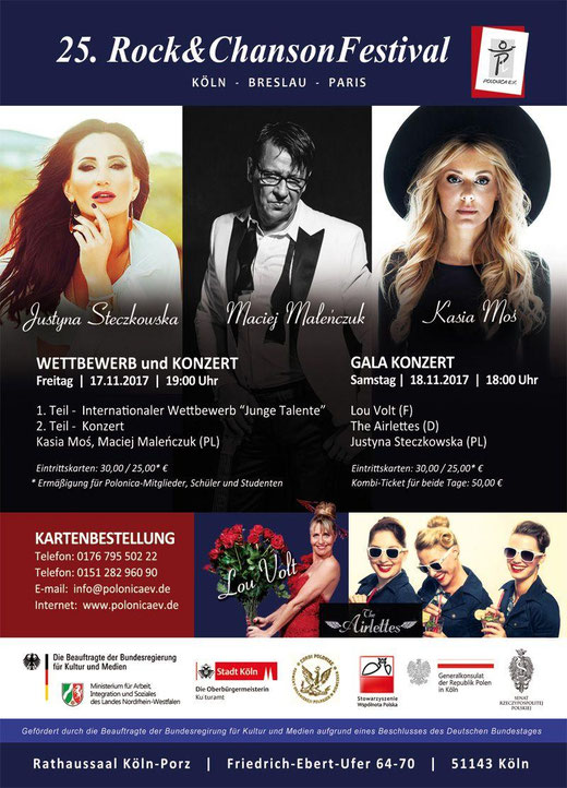 Plakat des 25. Rock & ChansonFestivals "Köln-Breslau-Paris"  - Polonica e.V.