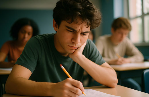 Schüler in Prüfungssituation