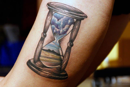 Sanduhr Tattoo, Sterne, Universum, Wyoming, Heart Mountain