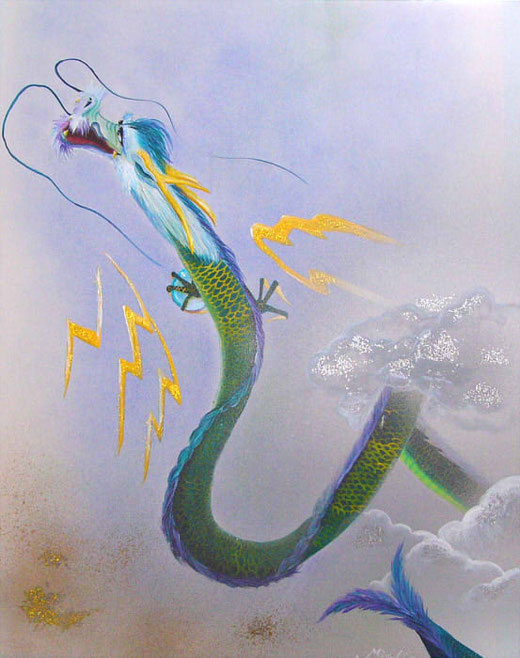 昇龍 36.4x51.5cm/アクリル+パステル