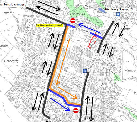 Vorübergehende Verkehrseinschränkungen wegen Netzsanierung. Bild: Gemeinde Grüningen