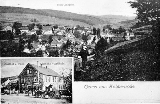 Cobbenrode um 1900: Vor dem Gasthof zur Post macht die Postkutsche halt.