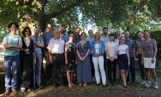 Picture:Xiaoxiong Lin; Prof. Yan Bao;  PD Dr. Evgeny Gutyrchik;  Hans Peter Michel; Tabea Matt; Susana Lara Maier; Maria Reinisch; Nan Mu; Dr. Aline Vedder.     Back row (Left to right):  Manfred Gödel; Alexander Benz; Josef Bäuml; Jana von Trott zu Solz 