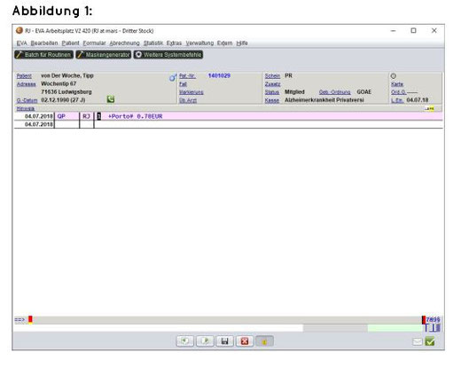 abasoft EVA Praxissoftware Arztsoftware Sachkosten Abrechnung abrechnen