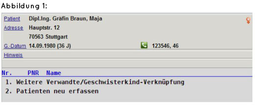 abasoft EVA Praxissoftware Arztsoftware Geschwisterverknüpfung