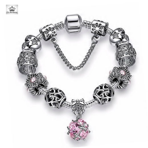 bracelet femme composable esprit pandora argent plaqué breloque décorative charm