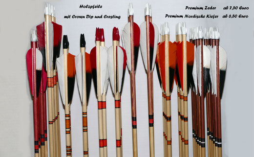 Holzpfeile, Zedernholz Pfeile, Pfeile aus Nordischer Kiefer, Fertigpfeile, Clout Pfeile, Weitschusspfeile