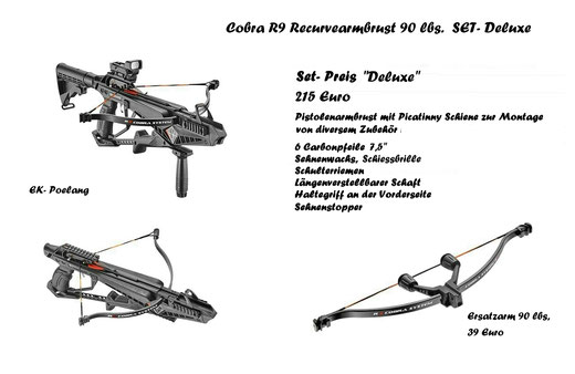 Cobra R9, Cobra 90 lbs. Set, Cobra R9 Kit, EK Archery Cobra R9 Deluxe Set, EK Archery Cobra R9 Deluxe Kit