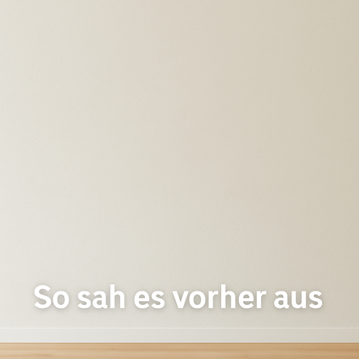 Vorher-Nachher-Vergleich mit Grastapete an der Wand
